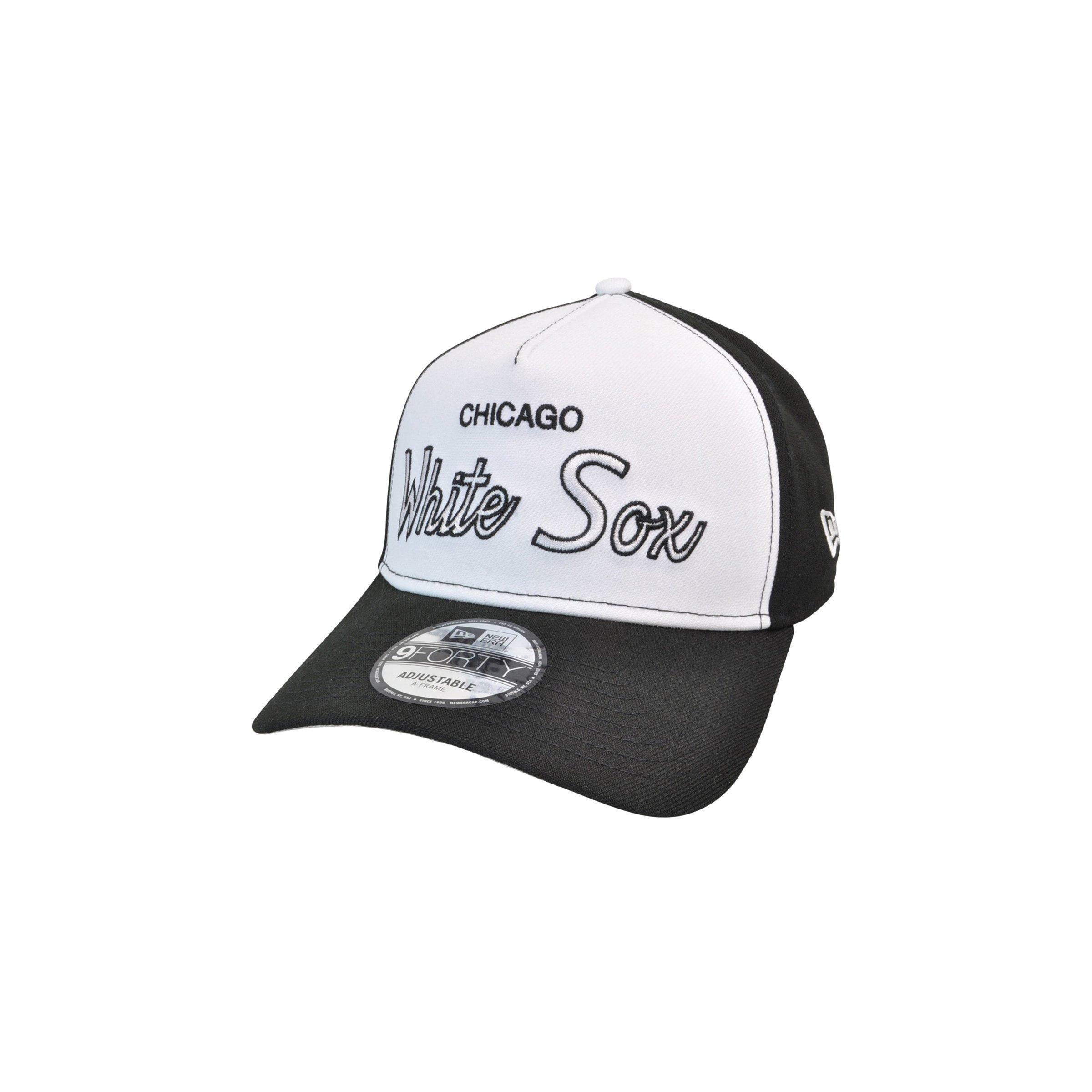 New Era Chicago White Sox 9FORTY Script Snapback Hat - White/Black - WHITE/BLACK